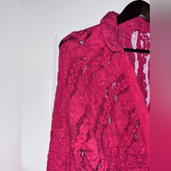 NEW Free People Shayla Lace Mini Dress Women L Sheer Bell Sleeve Boho Whimsigoth - Picture 4 of 10